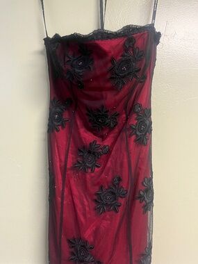 Morgan & Co Vintage Y2K Burgundy Black Floral Mesh Maxi Dress 9/10